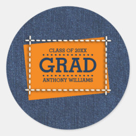 Denim Mönster Anpassningsbar Studenten Runt Klistermärke