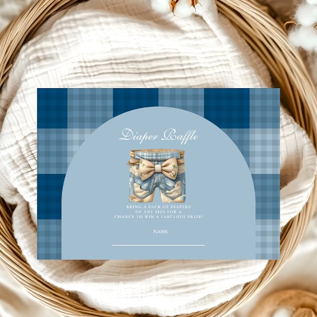 Denim Nalle Baby Shower Diapper Raffle Tilläggskort (Skapare uppladdad)