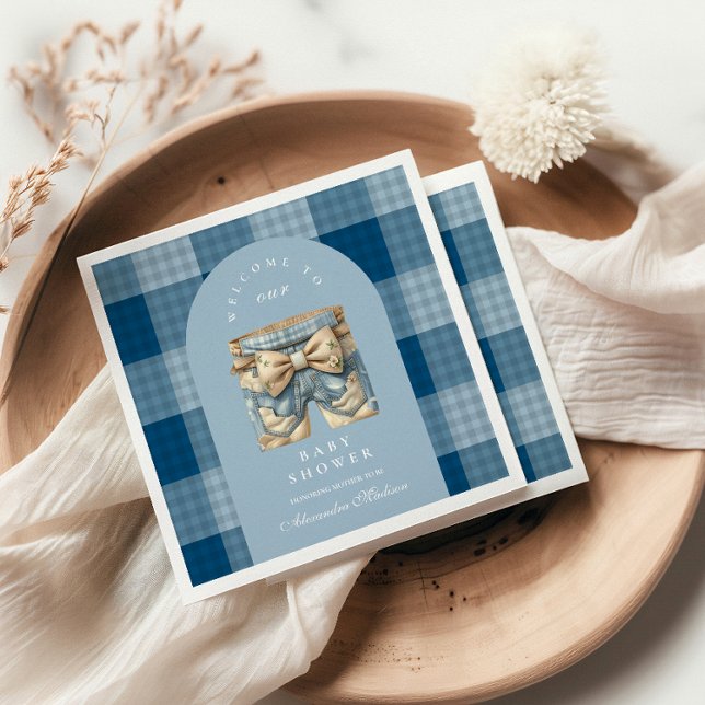 Denim Nalle Baby Shower Pappersservett (Skapare uppladdad)