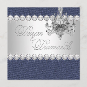 Denim och diamant-festliggare inbjudningar