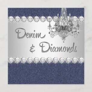 Denim och diamant-festliggare inbjudningar