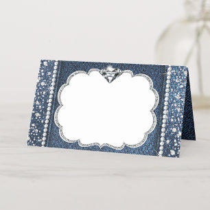 Denim och diamant placeringskort