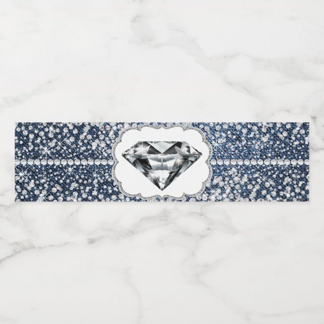 Denim och diamant vattenflasketiketter vattenflaskor etikett (Singel etikett)