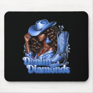 Denim Och Diamanter Afrikansk Melanin Swag Cowgirl Musmatta