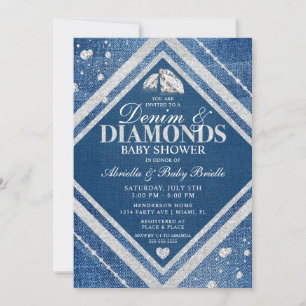 Denim och Diamanter Baby Shower Inbjudningar
