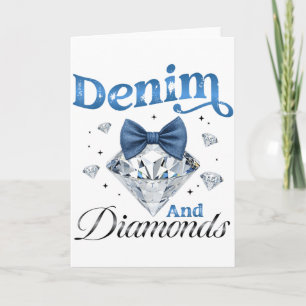 Denim Och Diamanter Båge Damer Flickor Kvinnor Kort