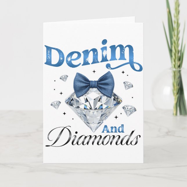 Denim Och Diamanter Båge Damer Flickor Kvinnor  Kort (Framsida)