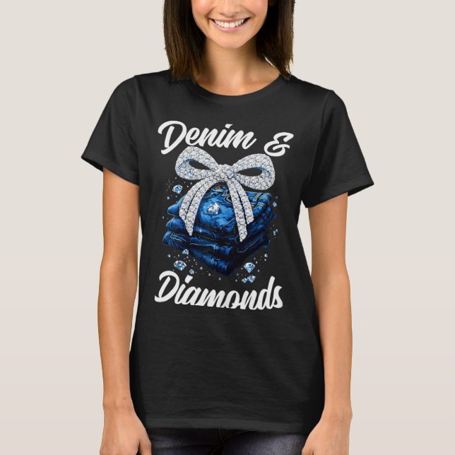Denim och diamanter bug glam västerländsk mode för t shirt (Framsida)