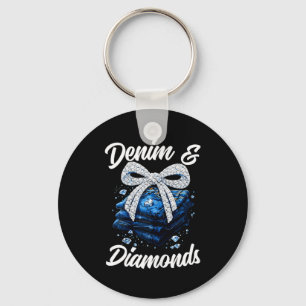 Denim och diamanter bugar glam westernmode för nyckelring