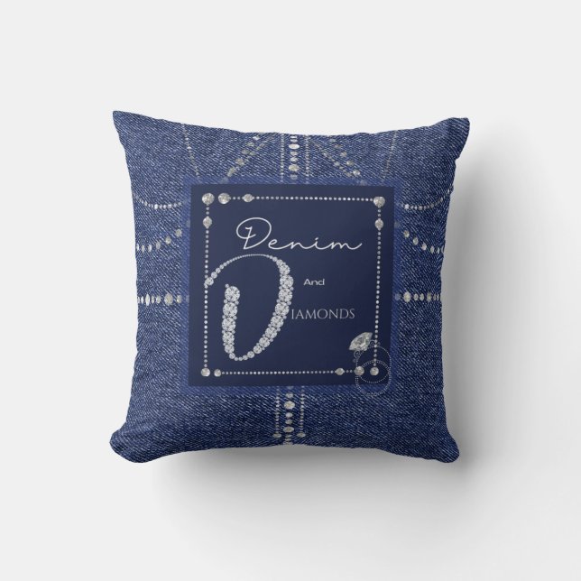 Denim och diamanter Dekorativ kudde (Framsida)