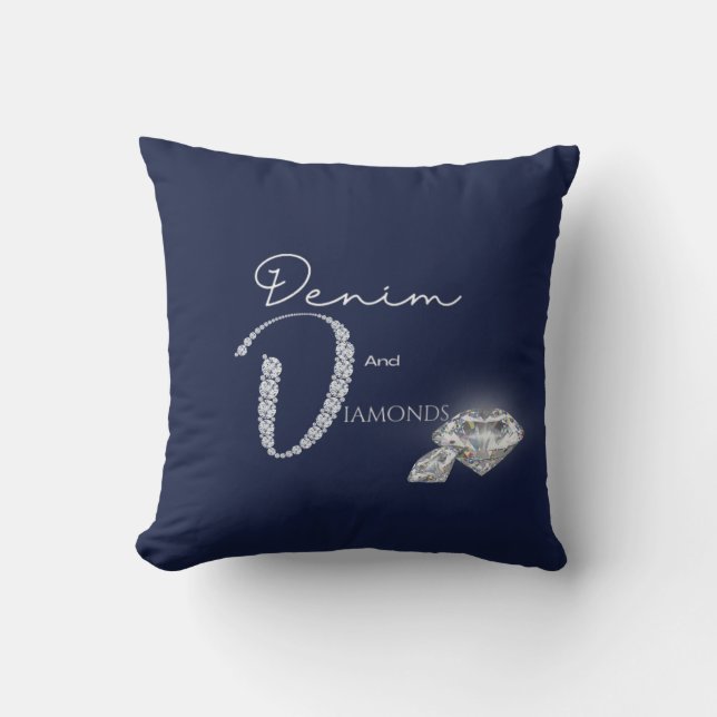 Denim och diamanter dekorativ kudde (Framsida)