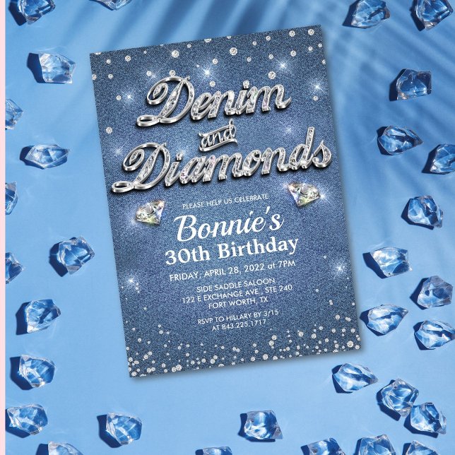 Denim och Diamanter Födelsedagsinbjudan Inbjudningar (Skapare uppladdad)