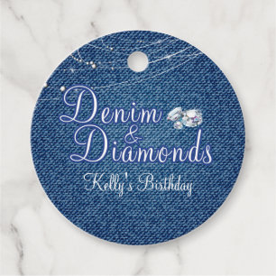 Denim och diamanter gåvor etiketter