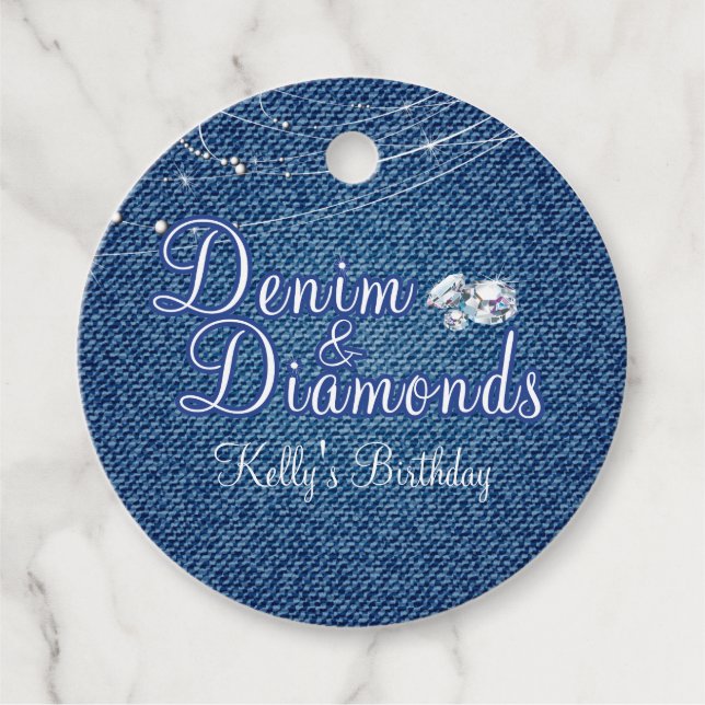 Denim och diamanter gåvor etiketter (Framsida)