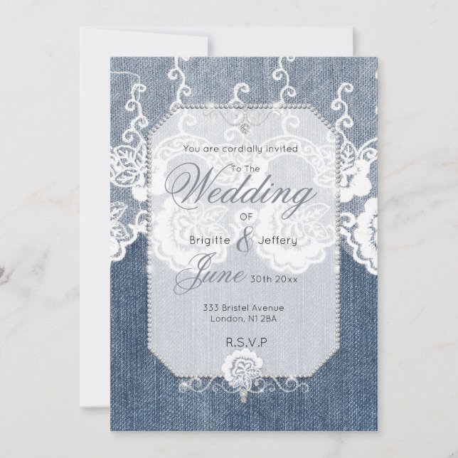 Denim och diamanter Inbjudan (Framsida)