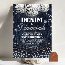Denim och diamanter vuxen födelsedagsfest inbjudningar