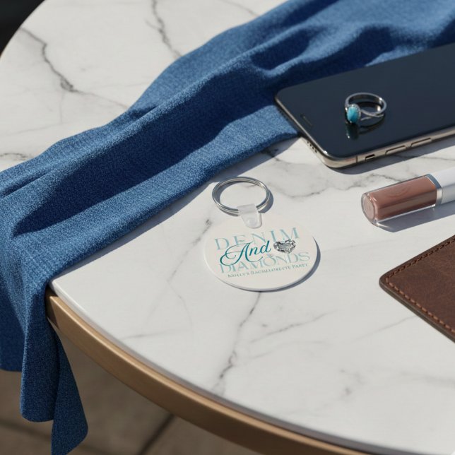 Denim och Diamanter Western Bachelorette Nyckelring (Denim and Diamonds Western Bachelorette Keychain)