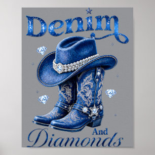 Denim Och Diamanter Western Cowgirl Sällskapsresa Poster