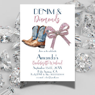 Denim och Diamond Disco Party Bachelorette Helg Inbjudningar