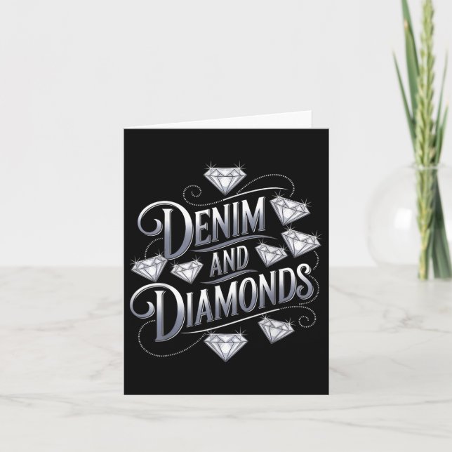 Denim och Diamonds Glam Cowgirl Party Design Kort (Framsida)