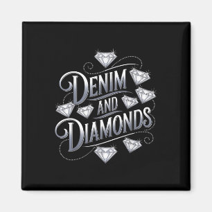 Denim och Diamonds Glam Cowgirl Party Design Magnet