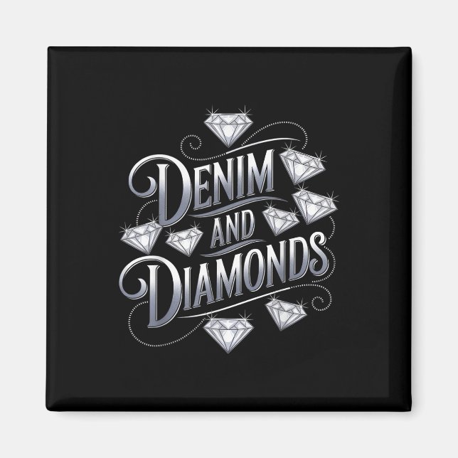 Denim och Diamonds Glam Cowgirl Party Design Magnet (Framsidan)