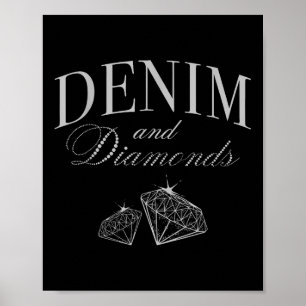 Denim och Diamonds Glam Cowgirl Party Poster