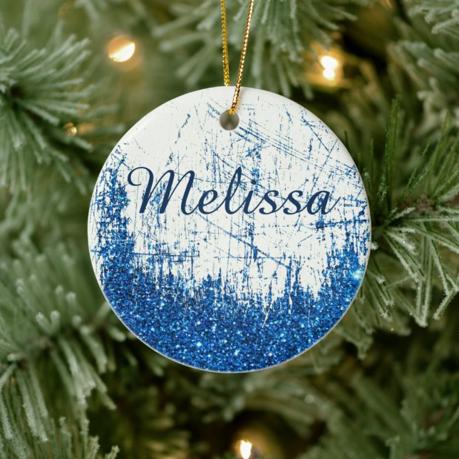 Denim och glitter personlig keramiska prydnadsföre julgransprydnad keramik (Träd)