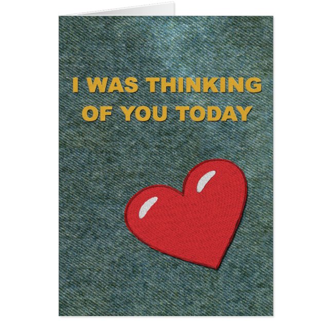 Denim och hjärta hälsningskort (Framsidan)