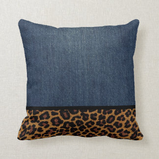Denim och Leopard Kudde