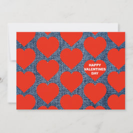 Denim och Red Hearts Valentine Card Meddelande