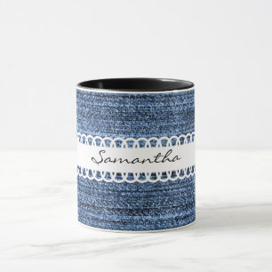 Denim och Ribbon Design Coffee Mugg