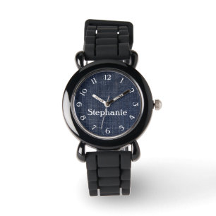 Denim och Silver Personlig Watch Armbandsur