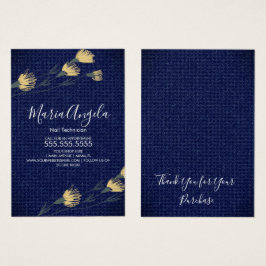 Denim och Vild Flowers Gult Blue Jewelry Cards Visitkort
