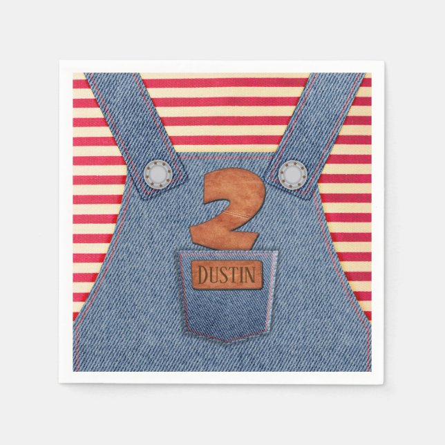 Denim Overalls 2:a födelsedag med alla stjärnor, P Pappersservett (Framsidan)