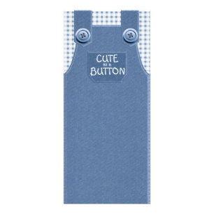 Denim Overalls Cute som Button Reklamkort