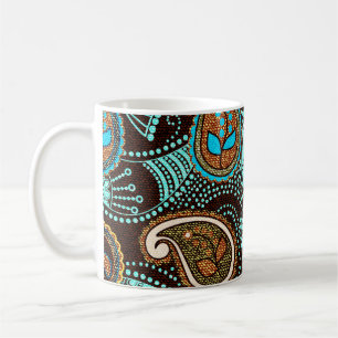 Denim Paisley: Seamless Jeans Struktur Mönster Kaffemugg