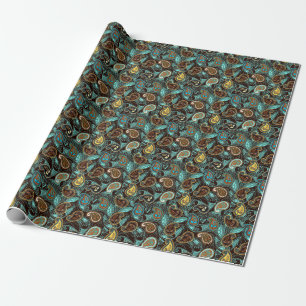 Denim Paisley: Seamless Jeans Struktur Mönster Presentpapper