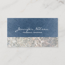 Denim Paljett Glitter Glamour Glans Visitenkort Visitkort