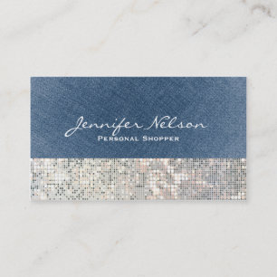 Denim Paljett Glitter Glamour Glans Visitenkort Visitkort