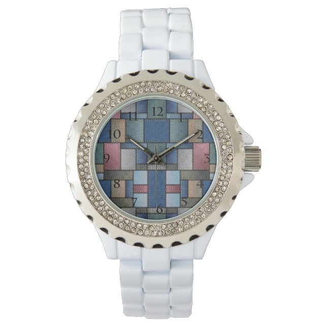 Denim Patchwork Armbandsur (Framsida)