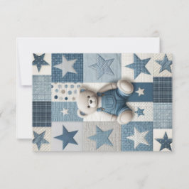 Denim Patchwork Bear Thank You Card Tack Kort