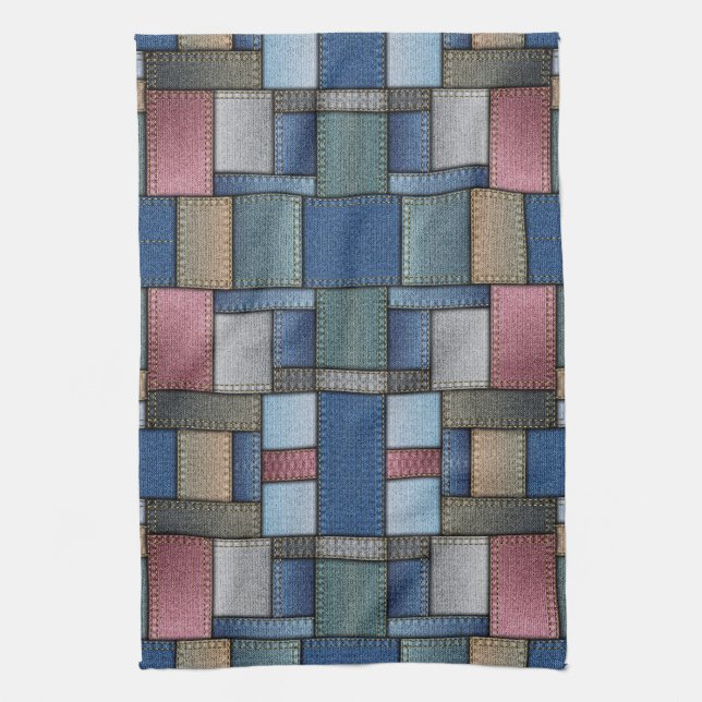 Denim Patchwork Kökshandduk (Vertikal)