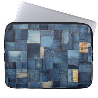 Denim Patchwork Laptop Fodral