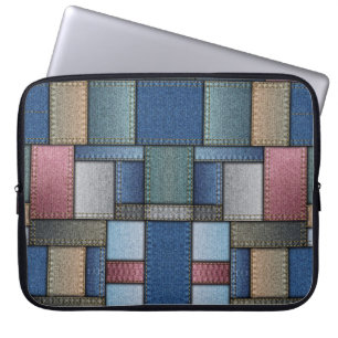 Denim Patchwork Laptop Fodral