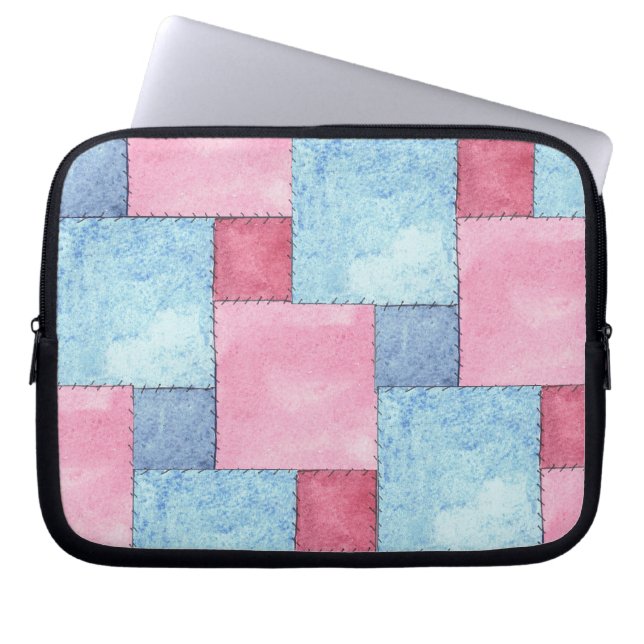 Denim Patchwork Laptop sleeve, Pinks, Blues Laptop Sleeve (Framsidan)