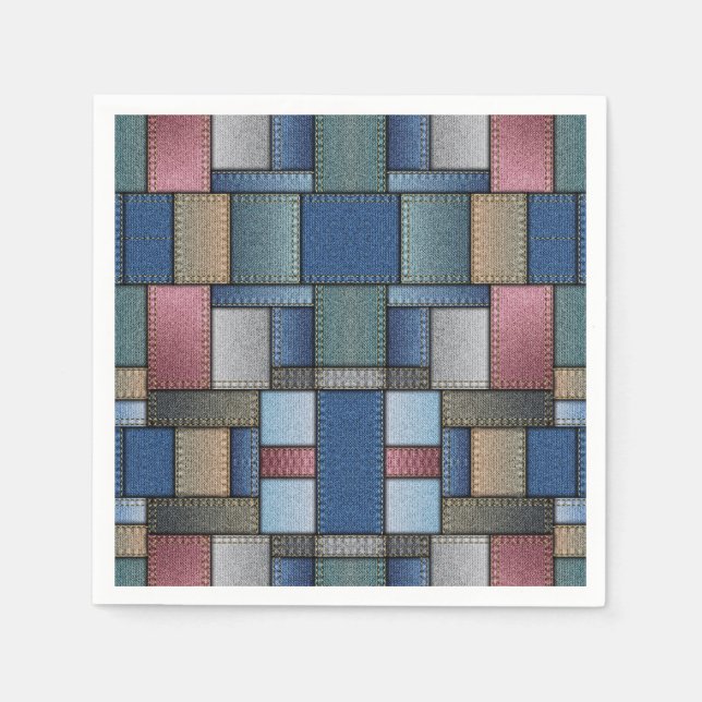 Denim Patchwork Pappersservett (Framsidan)