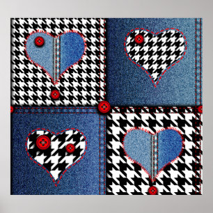 Denim Patchwork: Seamless Fabric Mönster Poster