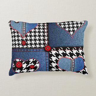 Denim Patchwork: Seamless Fabric Mönster Prydnadskudde