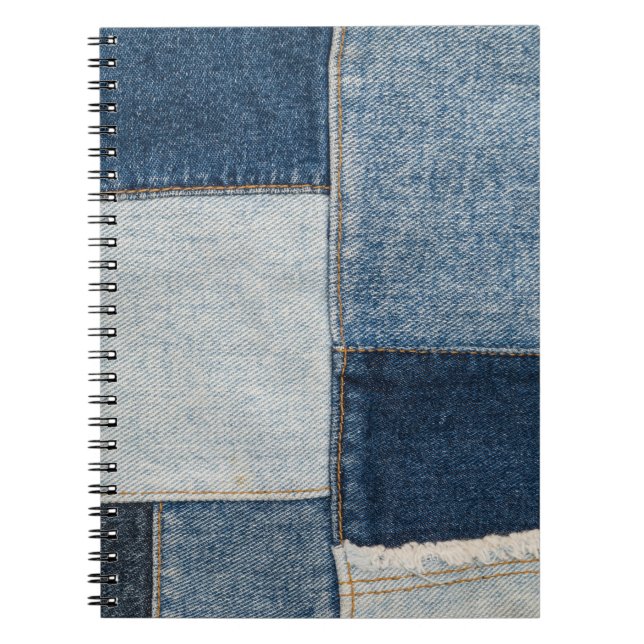 Denim Patchwork: Vintage Textile Mönster Anteckningsbok (Framsidan)